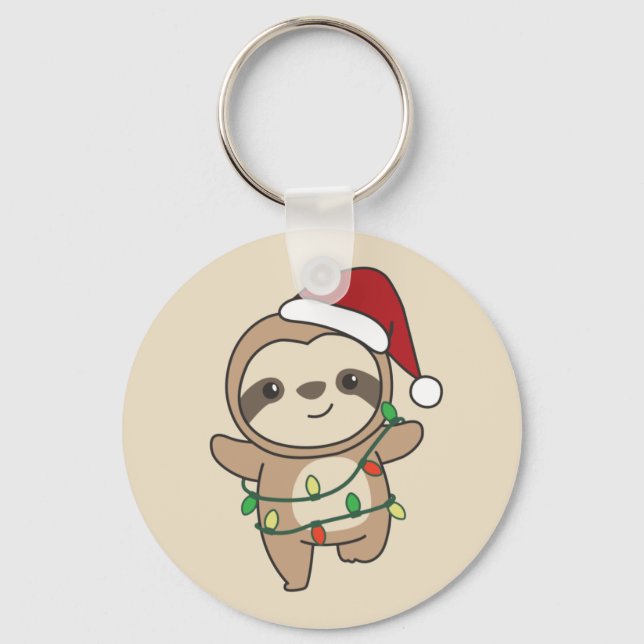 Porte-clés Sloth Christmas Winter Animaux Sloths Porte - clé (Recto)