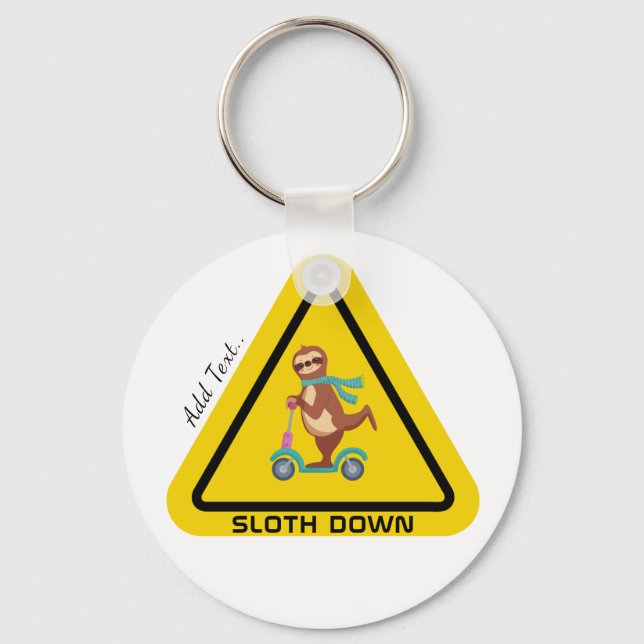 Porte-clés Sloth Down | Funny Modèle de scooter de Sloth Ridi (Recto)