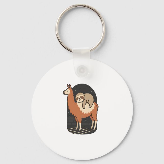 Porte-clés Sloth Riding Llama (Recto)