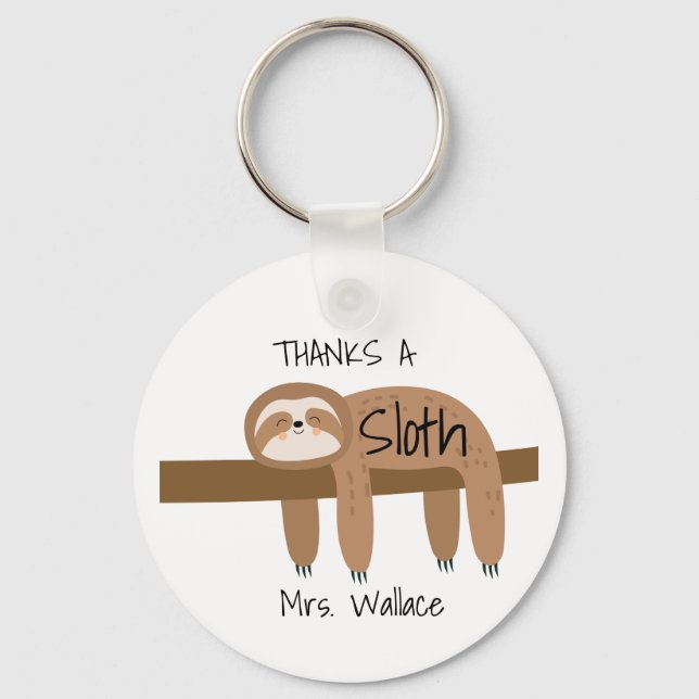 Porte-clés Sloth Teacher Keyring, Thank You Teaching Assistan (Recto)