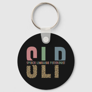 Porte-clés SLP cheetah print Speech language pathologist gift