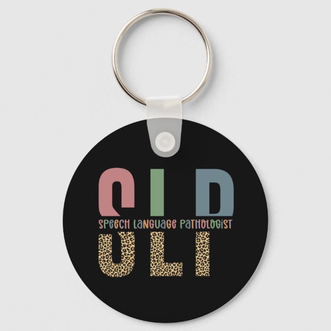 Porte-clés SLP papier guépard orthophoniste cadeau (Recto)