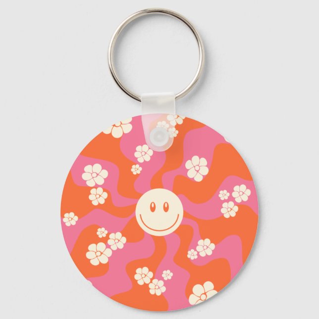 Porte-clés Smile - rose, orange et crème (Recto)