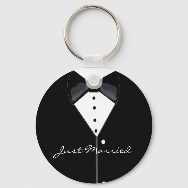 Porte-clés Smoking noir 'Just Married' (Recto)