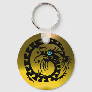 Porte-clés SNAKE DRAGON,black,blue aquamarine,yellow topaz