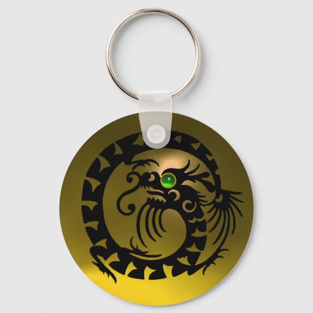 Porte-clés SNAKE DRAGON,black, green emerald,yellow topaz (Recto)