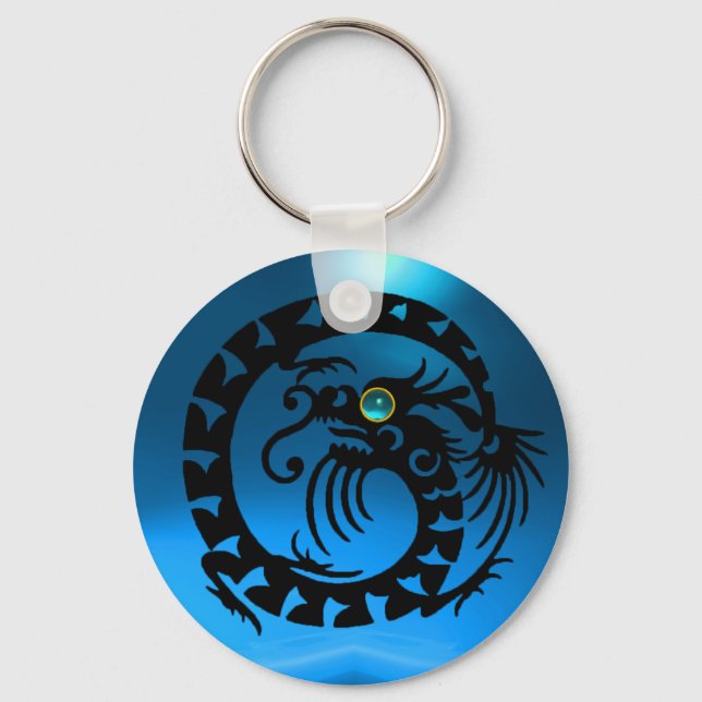 Porte-clés SNAKE DRAGON, noir, saphir bleu, (Recto)
