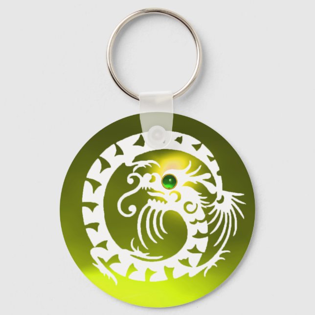 Porte-clés SNAKE DRAGON,white, green emerald,yellow topaz (Recto)