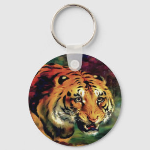 Porte-clés Snarling Tiger Portrait Artistique