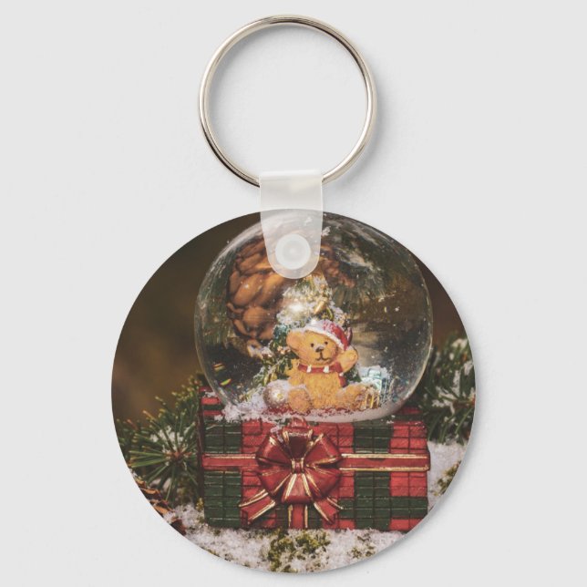 Porte-clés Snow globe with cute Bear (Recto)