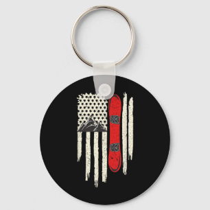 Porte-clés Snowboard American Flag Sports d'hiver Alpine Snow