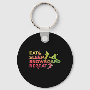Porte-clés Snowboard Eat Sleep Snowboard Répéter I Snowboar