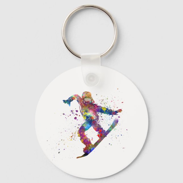Porte-clés Snowboard en aquarelle (Recto)