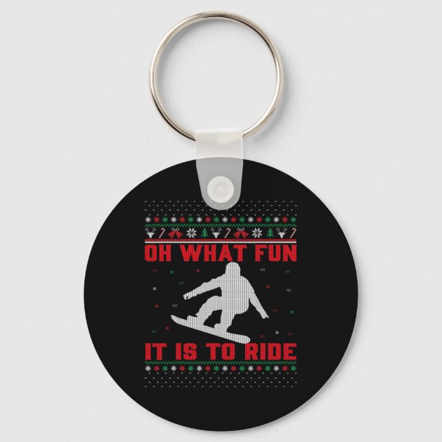 Porte-clés Snowboard Oh Quel Amusant Il Est De Circuler Noël  (Recto)