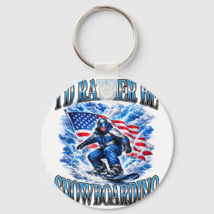 Porte-clés Snowboard patriotique drapeau américain sport d'hi