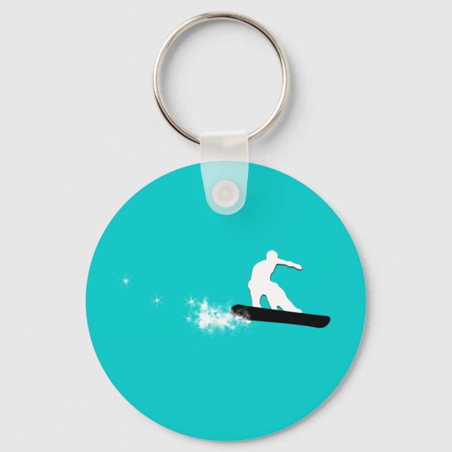 Porte-clés snowboard. piste en poudre. (Recto)