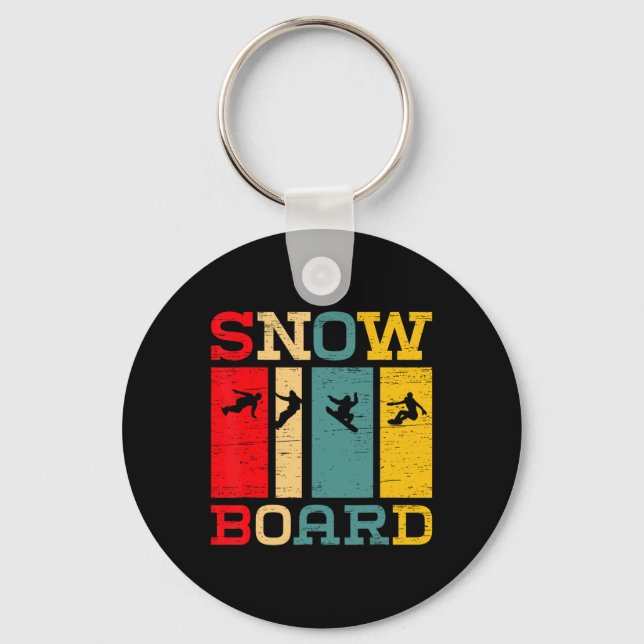 Porte-clés Snowboard Silhouette Vintage Style Graphique (Recto)