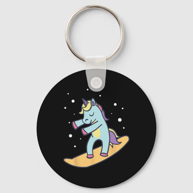 Porte-clés Snowboard Unicorn Snowboard Sports d'hiver Ski (Recto)