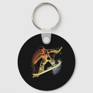 Porte-clés Snowboarder Graphisme Retro Style Alpine Snowboard