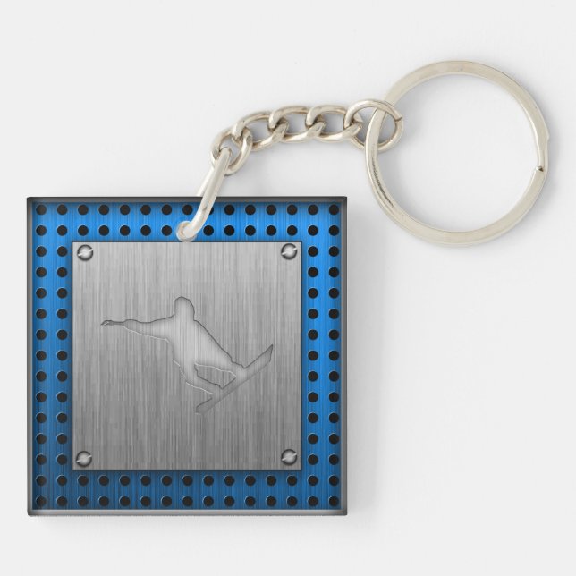 Porte-clés Snowboarding balayé de Métal-regard (Dos)