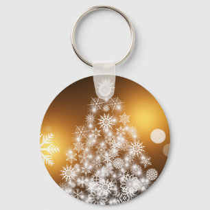 Porte-clés Snowflake sapin de Noël avec Arrière - plan d'or