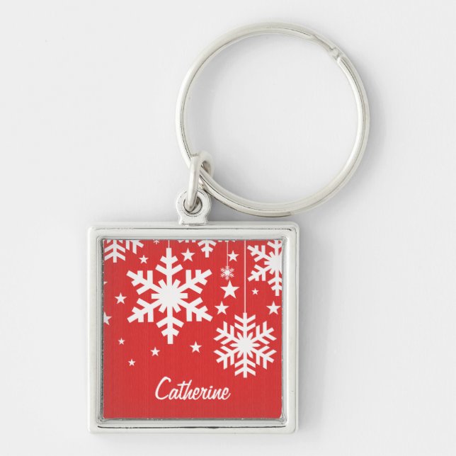 Porte-clés Snowflakes et Stars Porte - clé Premium, Rouge (Devant)