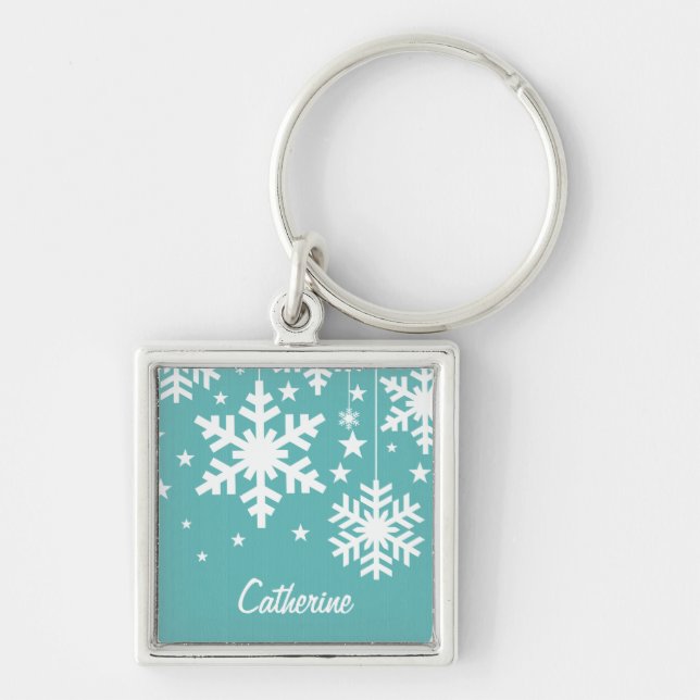 Porte-clés Snowflakes et Stars Premium Porte - clé, Aqua (Devant)