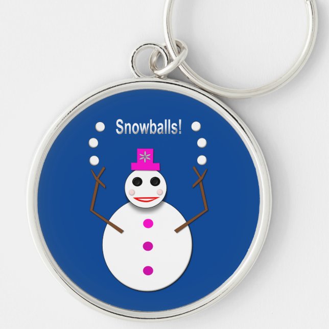Porte-clés Snowlady de Noël Jongler boules de neige amusant (Devant)