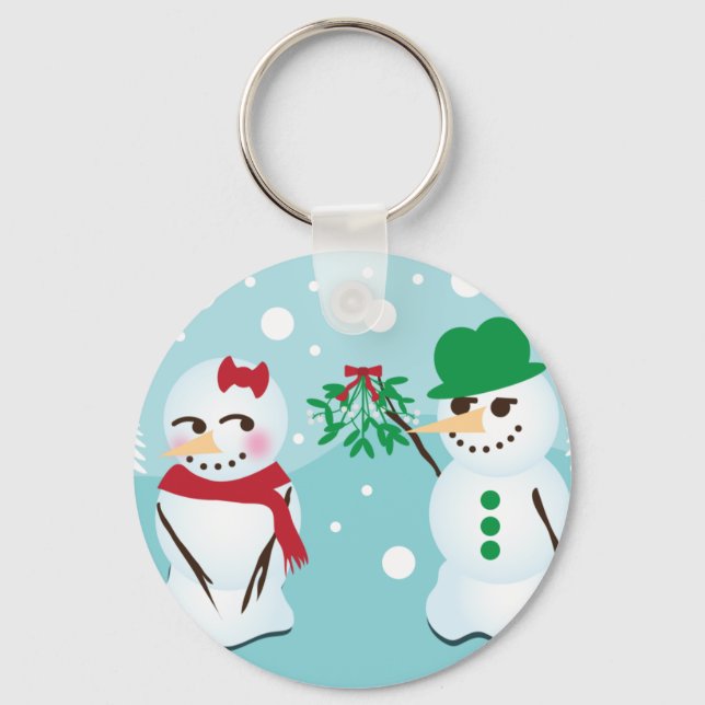 Porte-clés Snowman avec Mistletoe à la recherche d'un baiser (Recto)