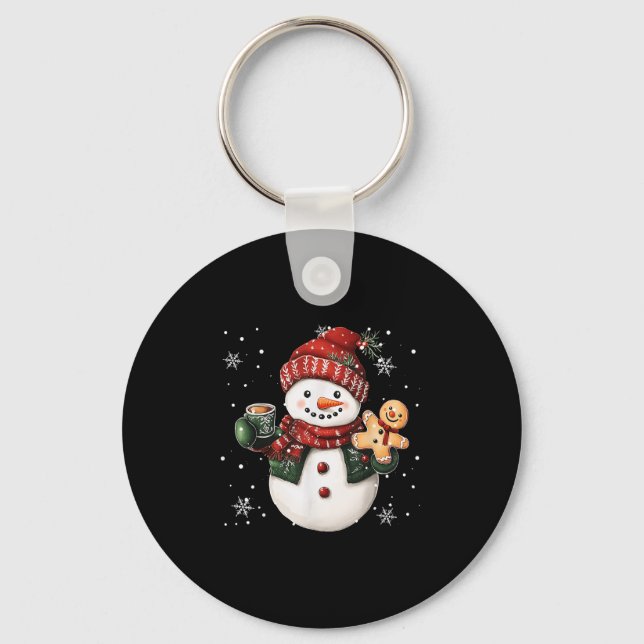 Porte-clés Snowman Beanie Coffee Latte Ginggerbread Merry Chr (Recto)