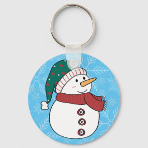 Porte-clés Snowman d'hiver Cute Bleu Noël vacances