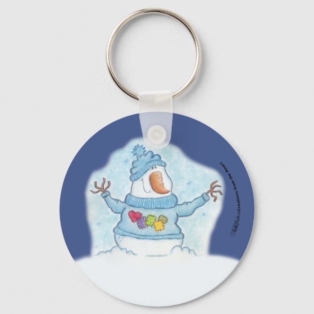 Porte-clés Snowman-Noël Est "Neige" Fermer (Recto)