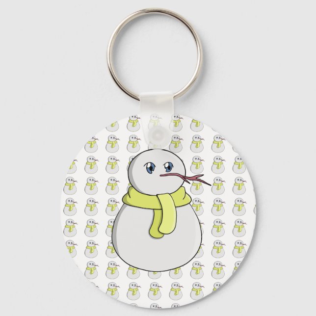 Porte-clés Snowman portant une écharpe jaune (Recto)