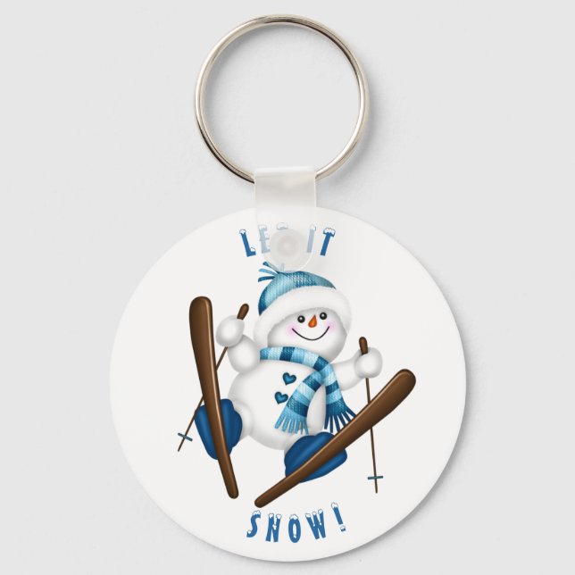 Porte-clés Snowman Snow Skier Snowflake (Recto)