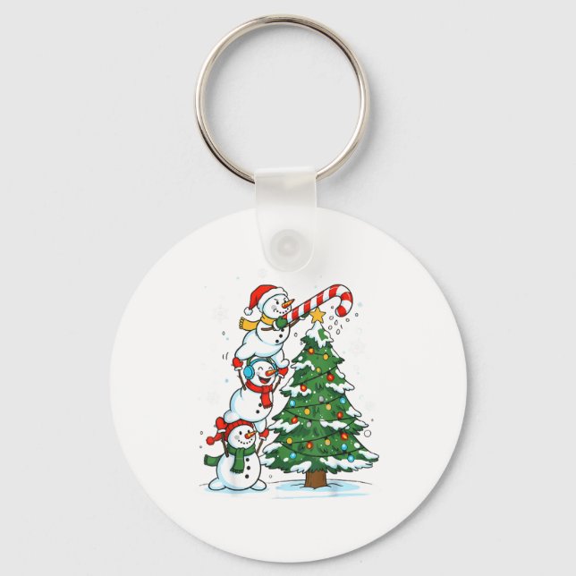 Porte-clés Snowman Snowflake, Merry Christmas Tree, Xmas Holi (Recto)