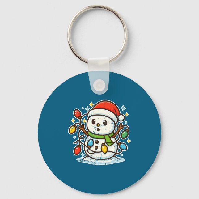 Porte-clés Snowman Tangled In Holiday Lights Premium Tri-blen (Recto)