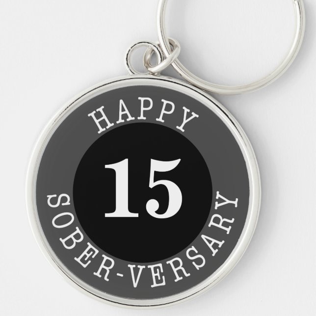 Porte-clés Sobriety Anniversaire Black Grey (Devant)