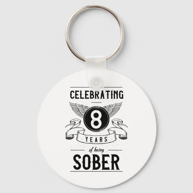 Porte-clés Sobriety Gift Recovery Anniversaire 8 ans Sober (Recto)
