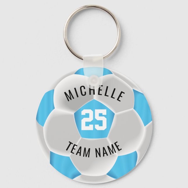 Porte-clés Soccer ⚽  - Baby Blue and White (Recto)