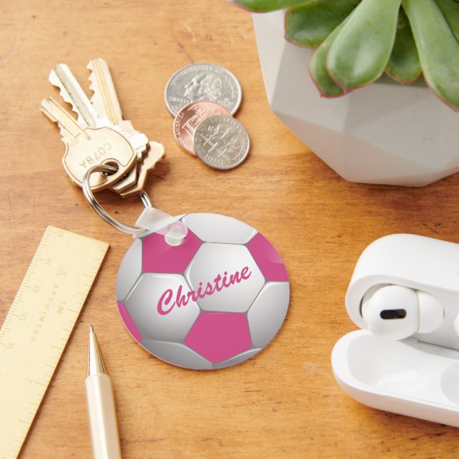 Porte-clés Soccer Ball Pink and White (Bureau)
