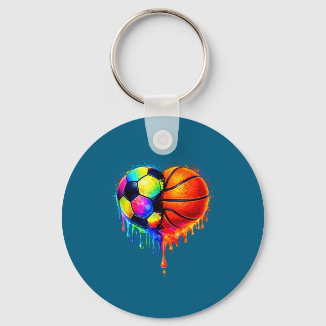Porte-clés Soccer Basketball Drip Heart Srts Valentines Day M (Recto)