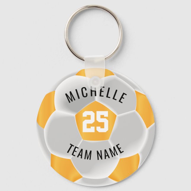 Porte-clés Soccer ⚽  - Golden Yellow and White (Recto)