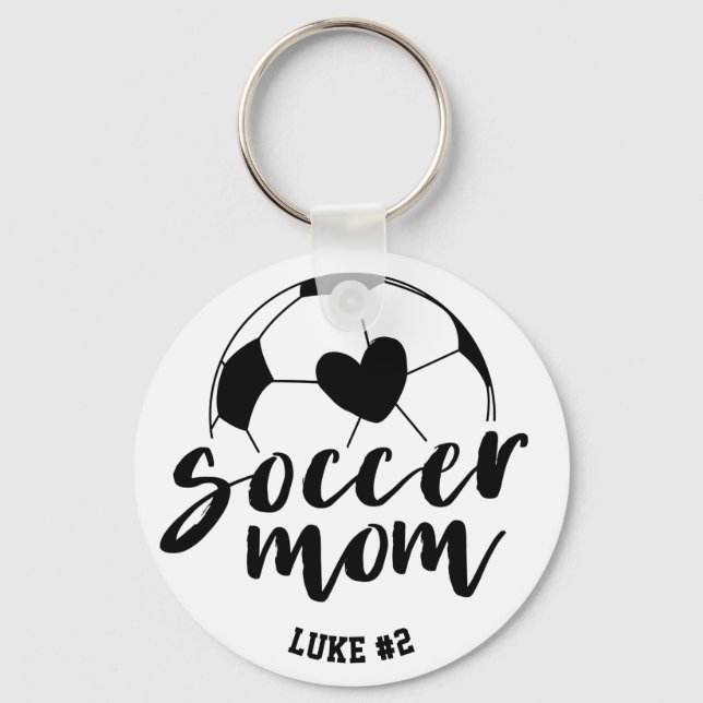Porte-clés Soccer Maman Balle de Coeur Nom et numéro personna (Recto)
