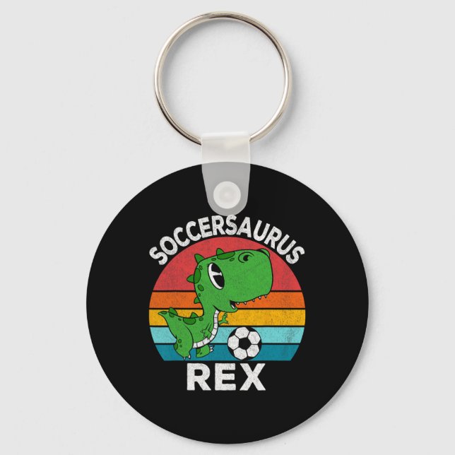 Porte-clés Soccersaurus Rex Dinosaure de Football Pour Garçon (Recto)