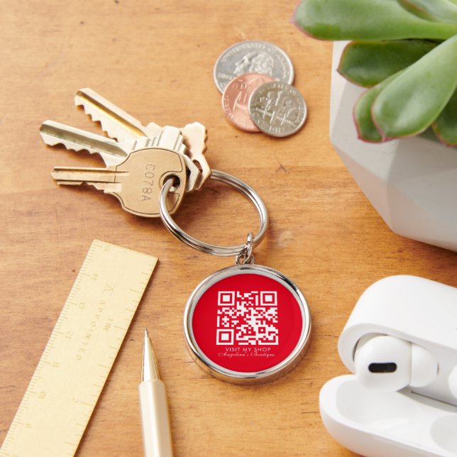 Porte-clés Social Media Business Logo QR Code Boutique  (Bureau)
