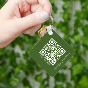 Porte-clés Social Media Business Logo QR Code Green Stripes