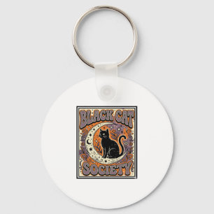 Porte-clés Société du chat noir Chat noir Art vectoriel vinta