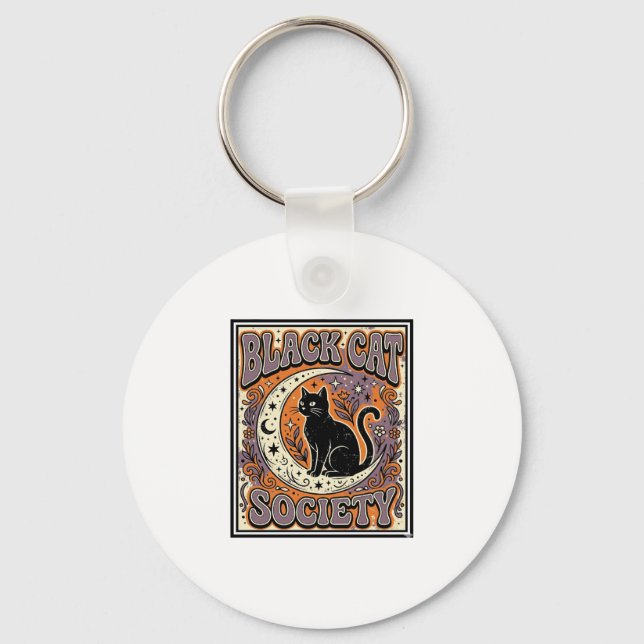 Porte-clés Société du chat noir Chat noir Art vectoriel vinta (Recto)