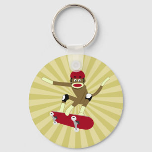Porte-clés Sock Monkey Skateboarder