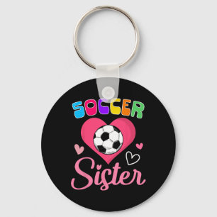 Porte-clés Sœur de football mignonne cœur